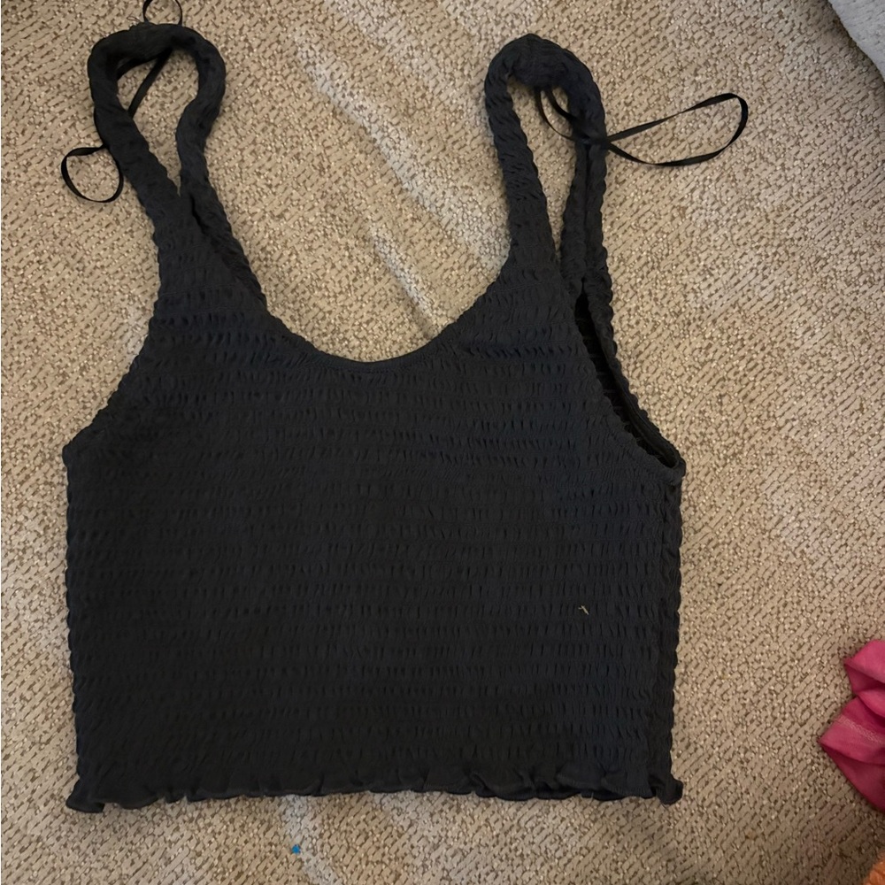 Love Tree Black Textured Tank Top